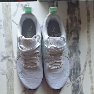 Puma White Sneakers with Mint Green Accents
